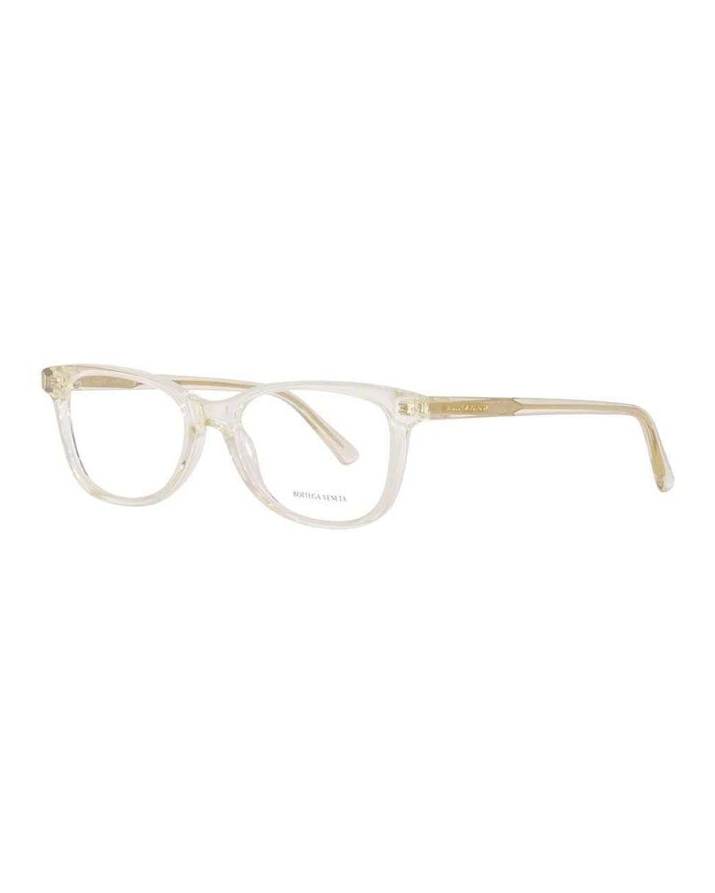 Bottega Veneta Metallic Eyeglasses Square Full Rim, Transparent Frame And Clear Demo Lenses Lens Bv1028O004 Sunglasses