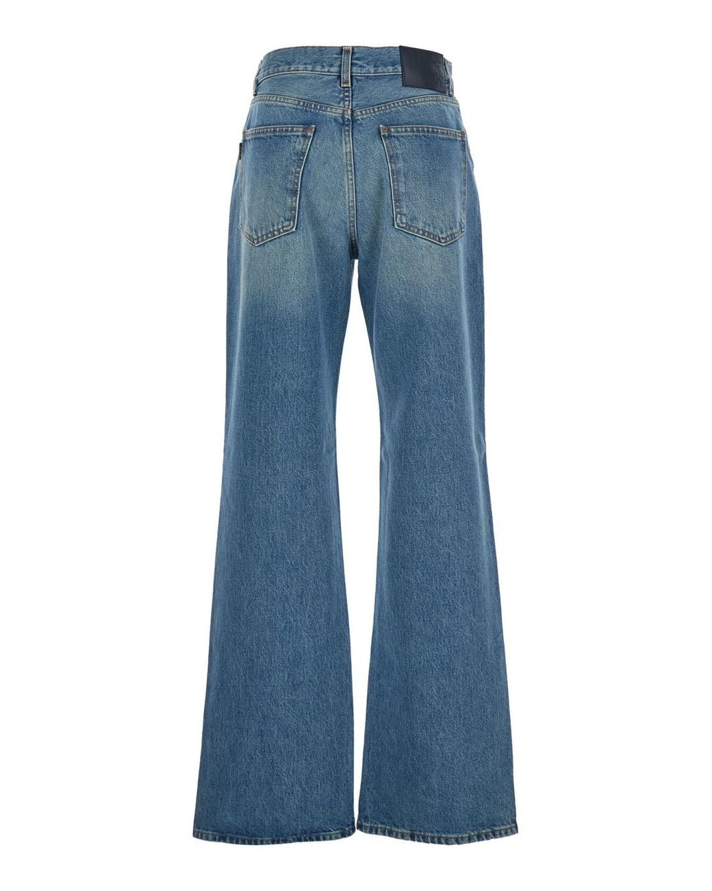 Haikure Blue Korea Jeans With Wide Leg And Logo Patch On The Rear