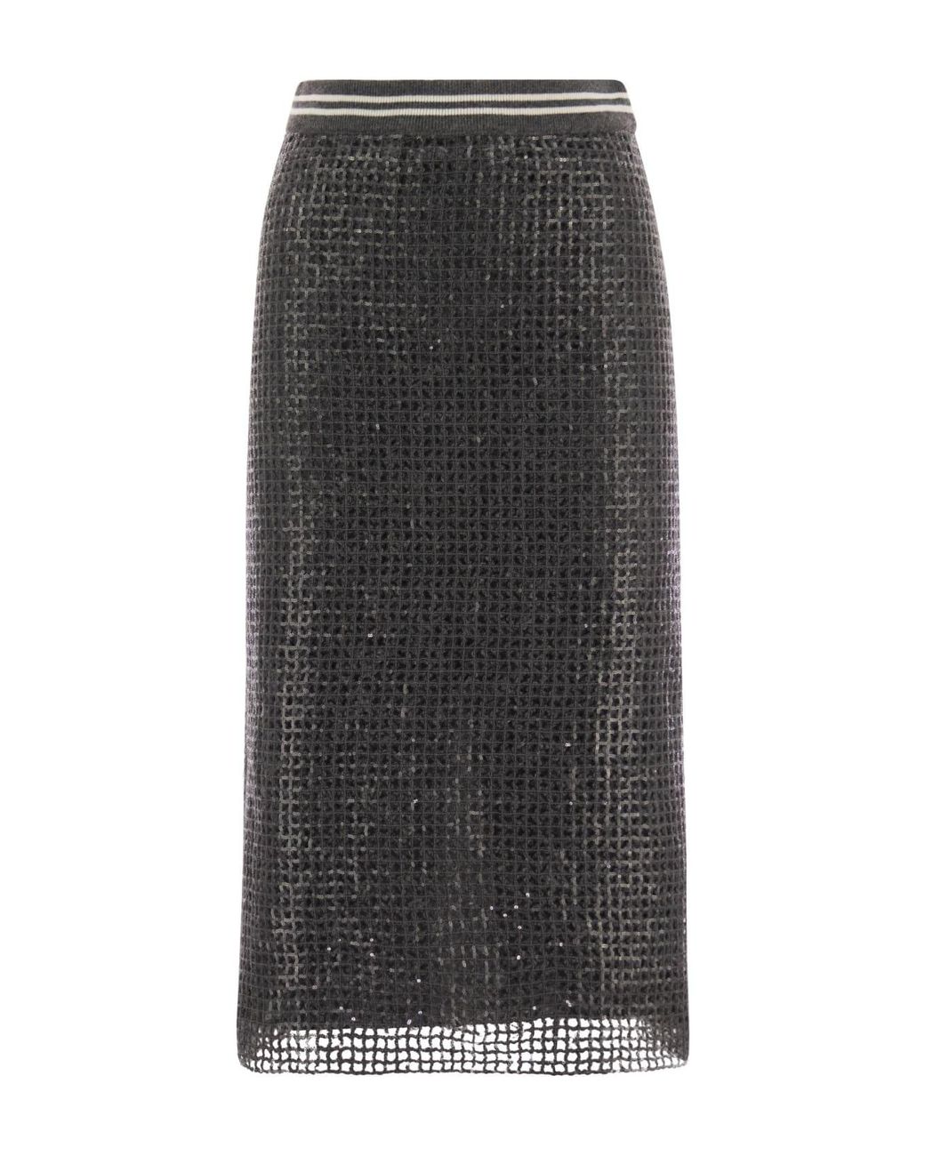 Brunello Cucinelli Gray Dark Textured Skirt