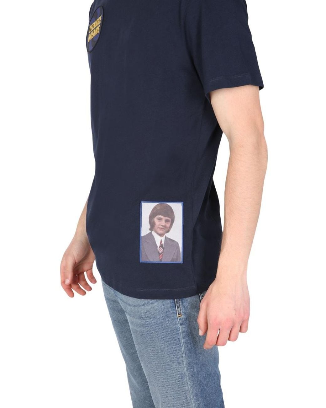 Raf Simons Blue Crew Neck T-Shirt Cotton T-Shirts for men