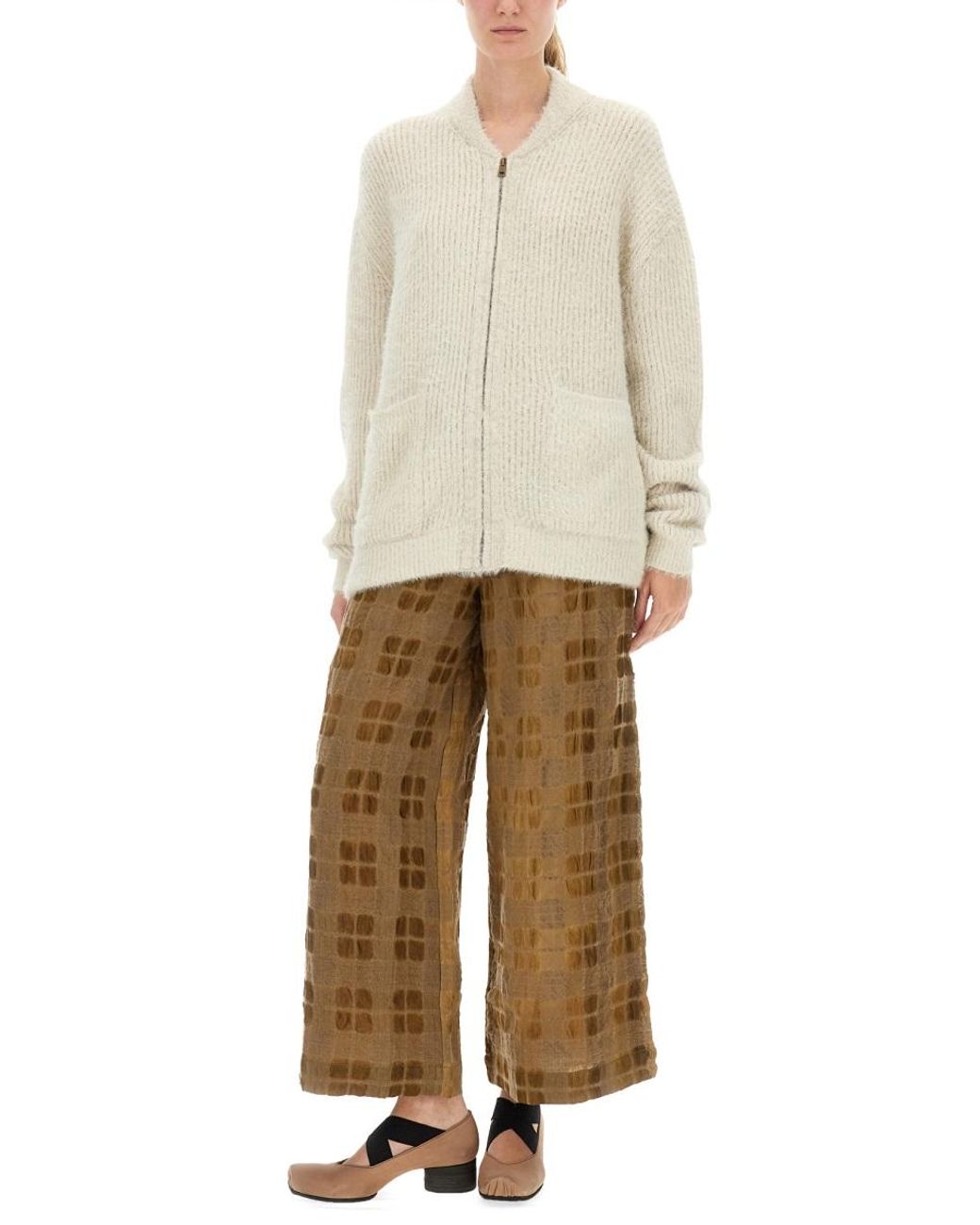 Uma Wang Natural Uma Wang Wool Blend Knit Cardigan