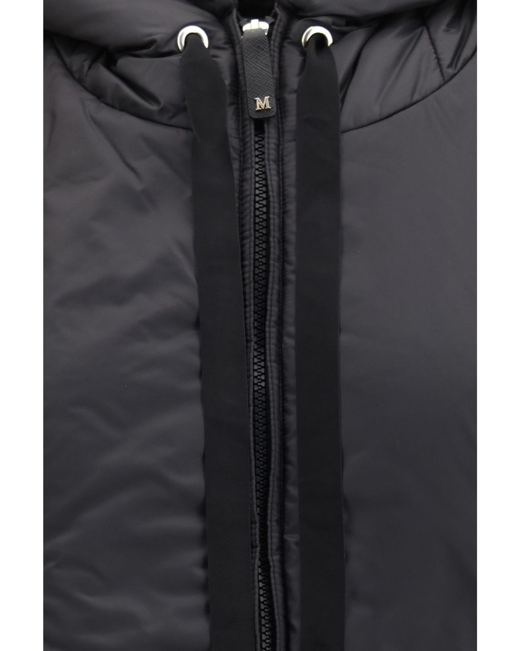 Max Mara Black Vest Hooded Padded Canvas Outer: Polyamide Puffer Jackets