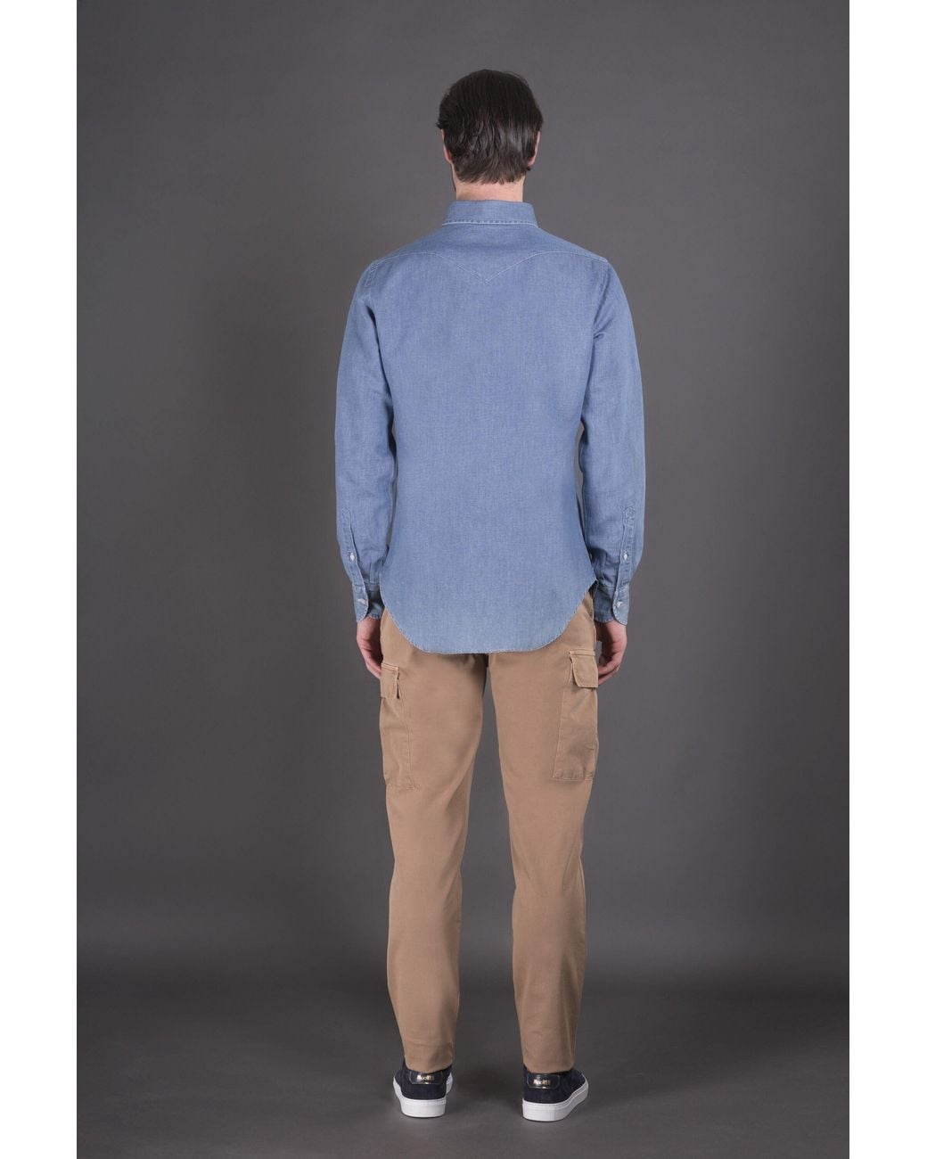 Moorer Gray Light Button Down Shirt for men