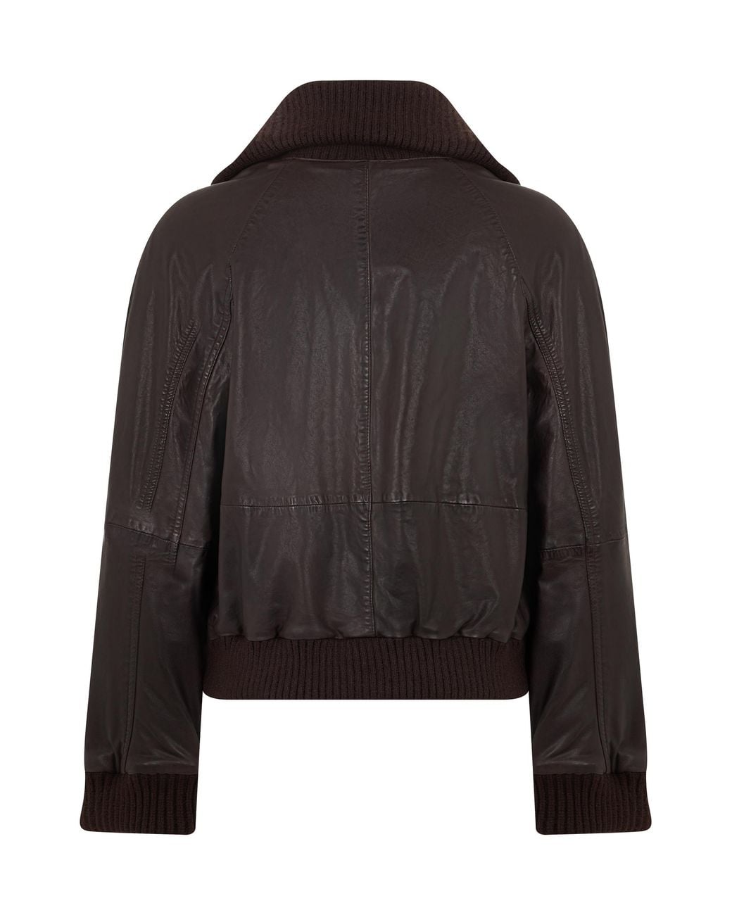 Pinko Black Leather Jacket With Knit Inserts