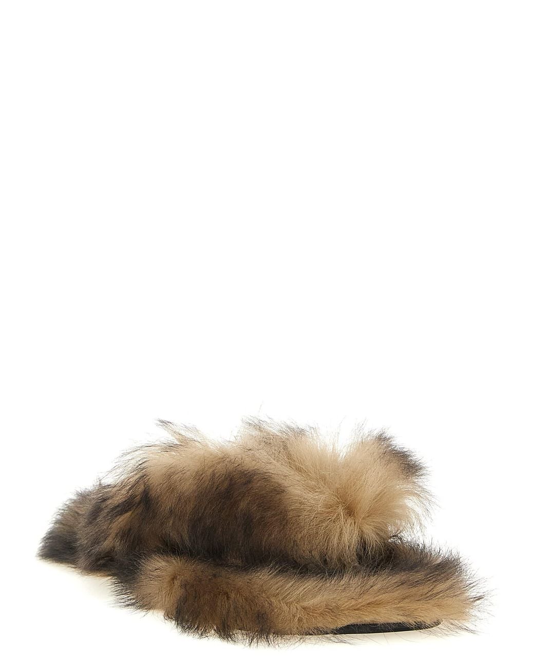 Dolce & Gabbana Brown Shearling Flip-Flops