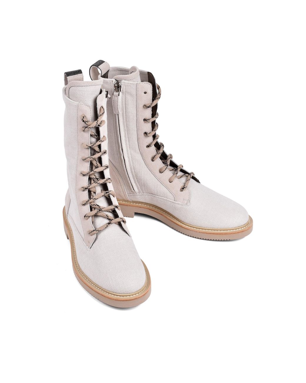 Brunello Cucinelli Multicolor Light Canvas Combat Boots