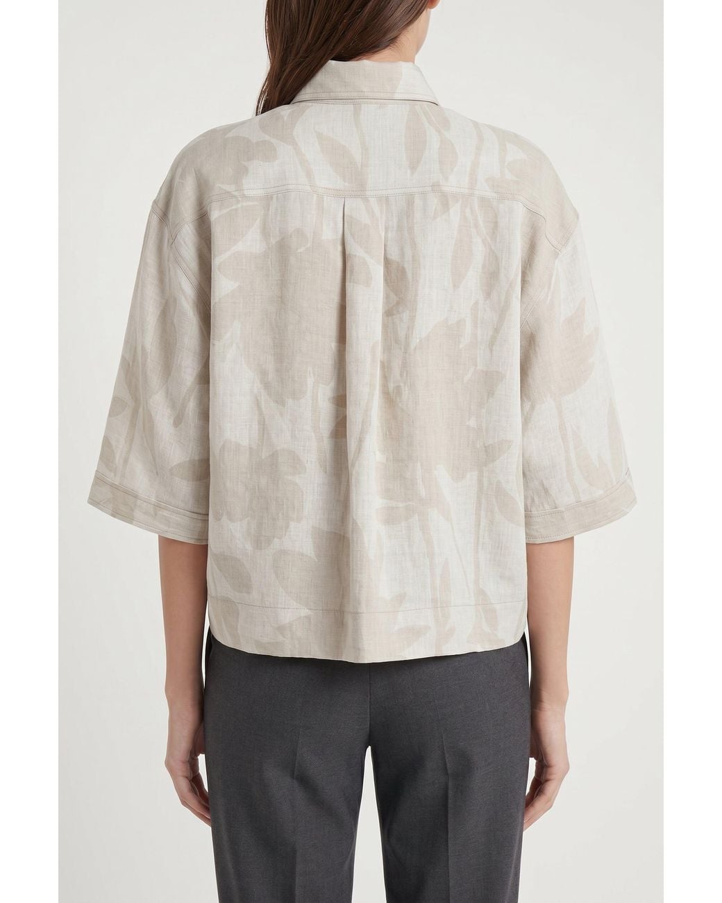 Brunello Cucinelli Multicolor Light Linen Boxy Shirt