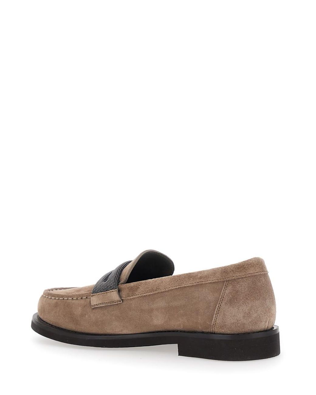 Brunello Cucinelli Brown Loafers With Almond Toe And Monil Detail