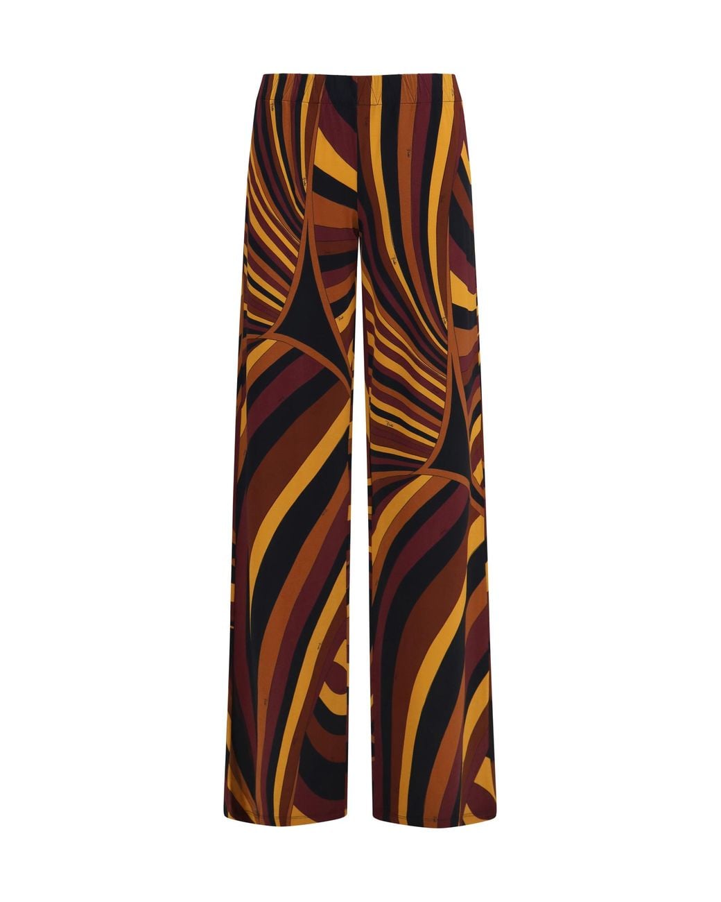 Emilio Pucci Brown Satin Jersey Pants Iride Print Viscose; Elastane Trousers