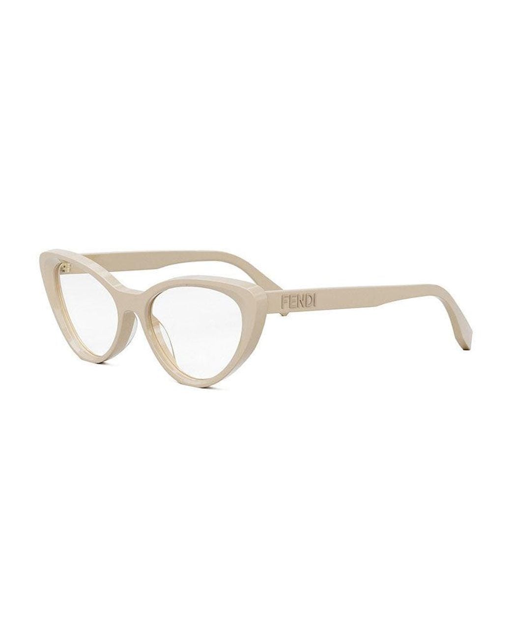 Fendi Metallic Eyeglasses Cat Eye Full Rim, Shiny Frame And Clear Demo Lens Fe50075I057 Sunglasses