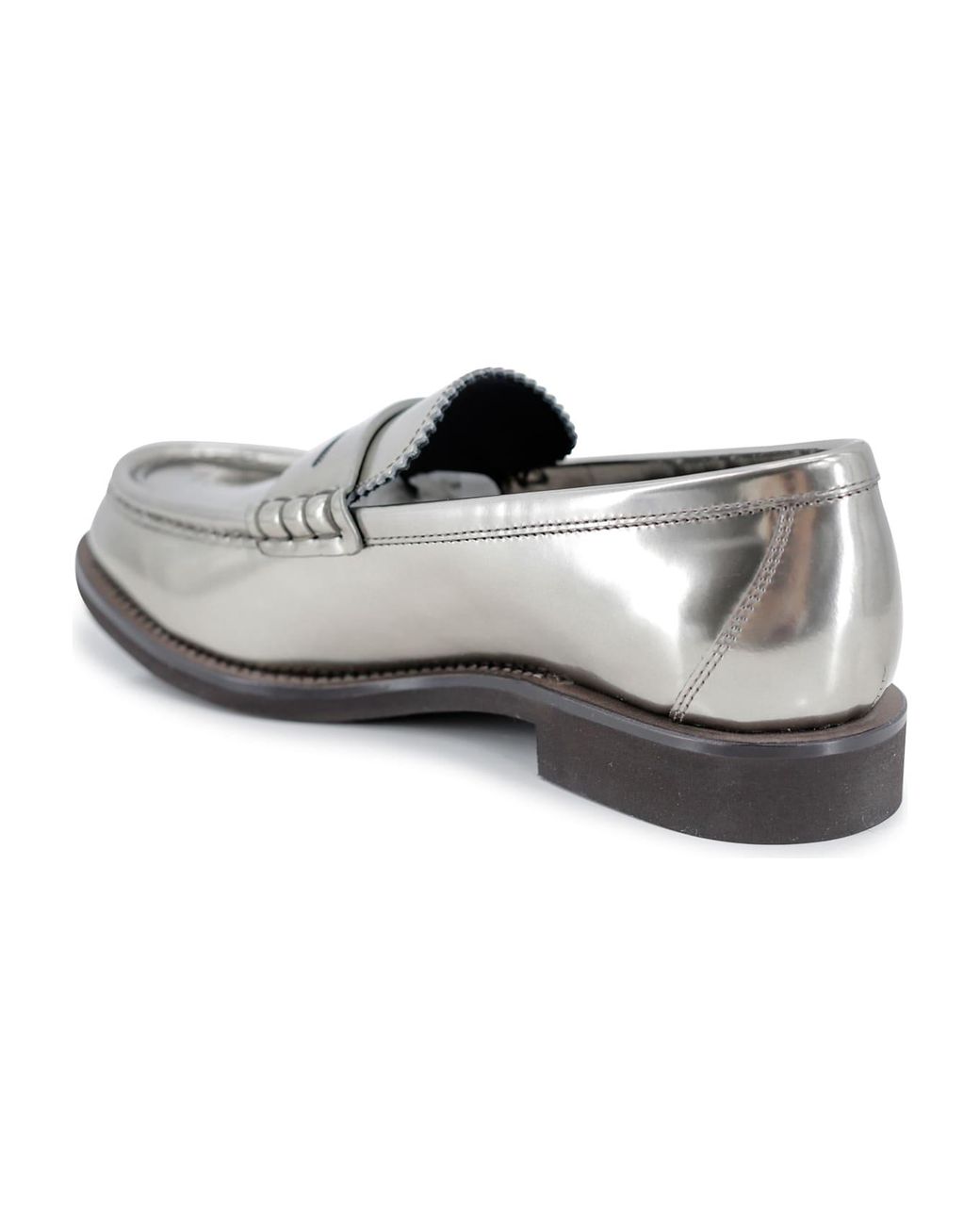 Brunello Cucinelli White Gray Leather Slip