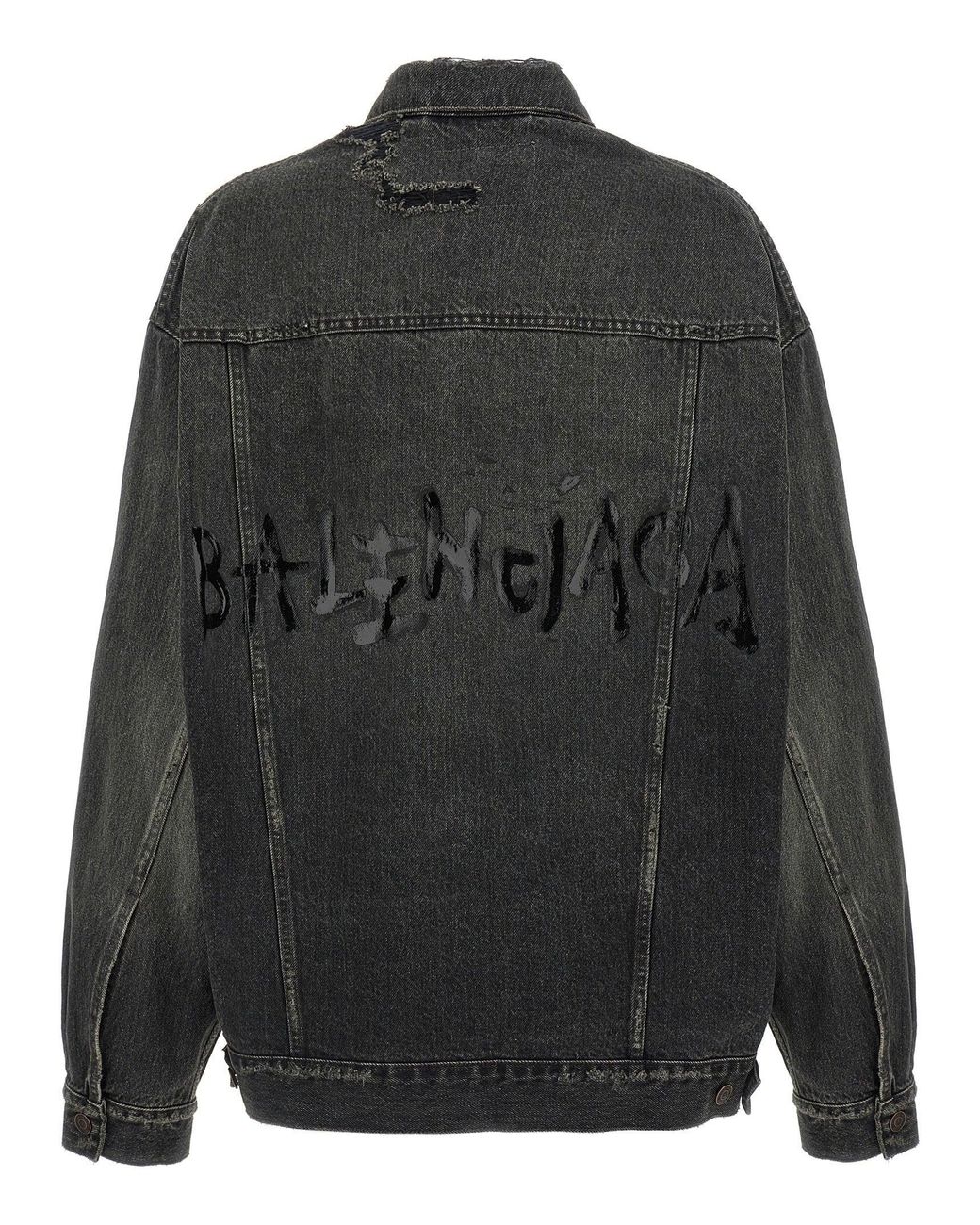 Balenciaga Black Used-Effect Denim Jacket