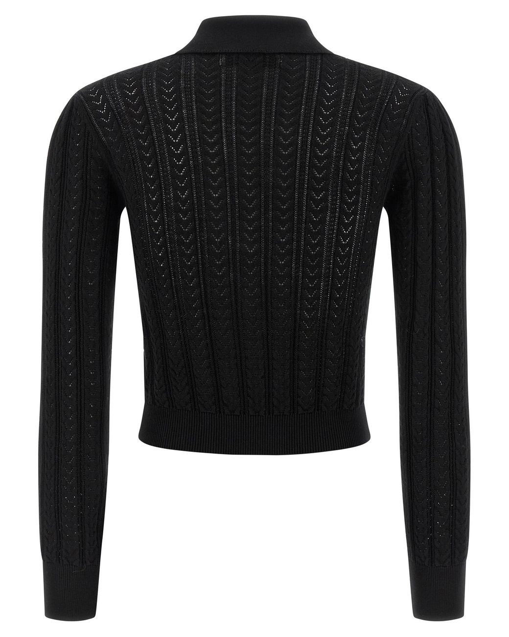 Alessandra Rich Black V-Neck Openwork Knit Cardigan