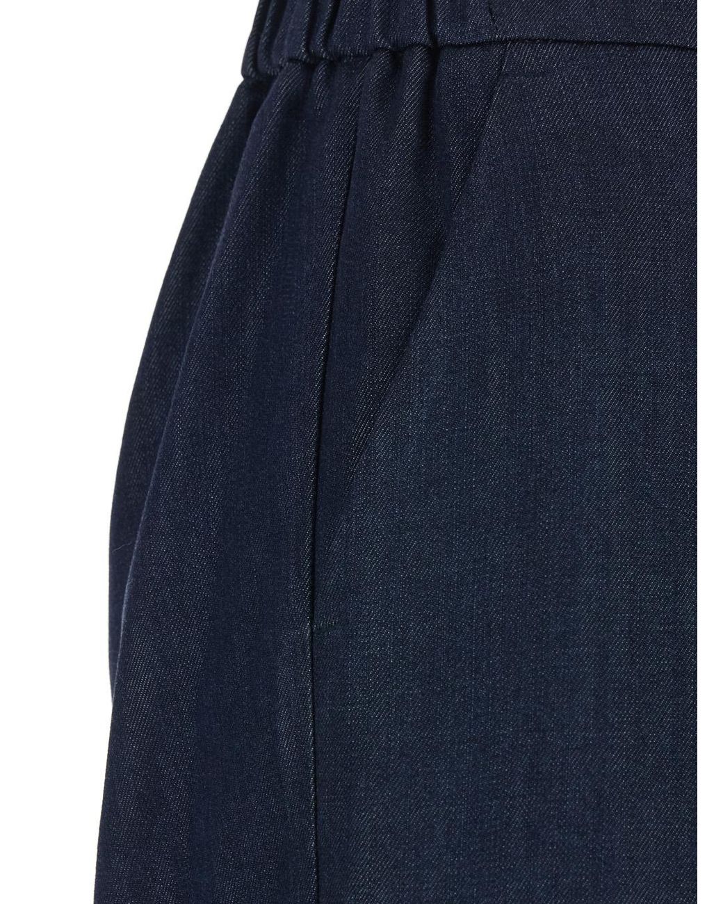 Le Plain Blue Pants With Semi-Elasticated Waist