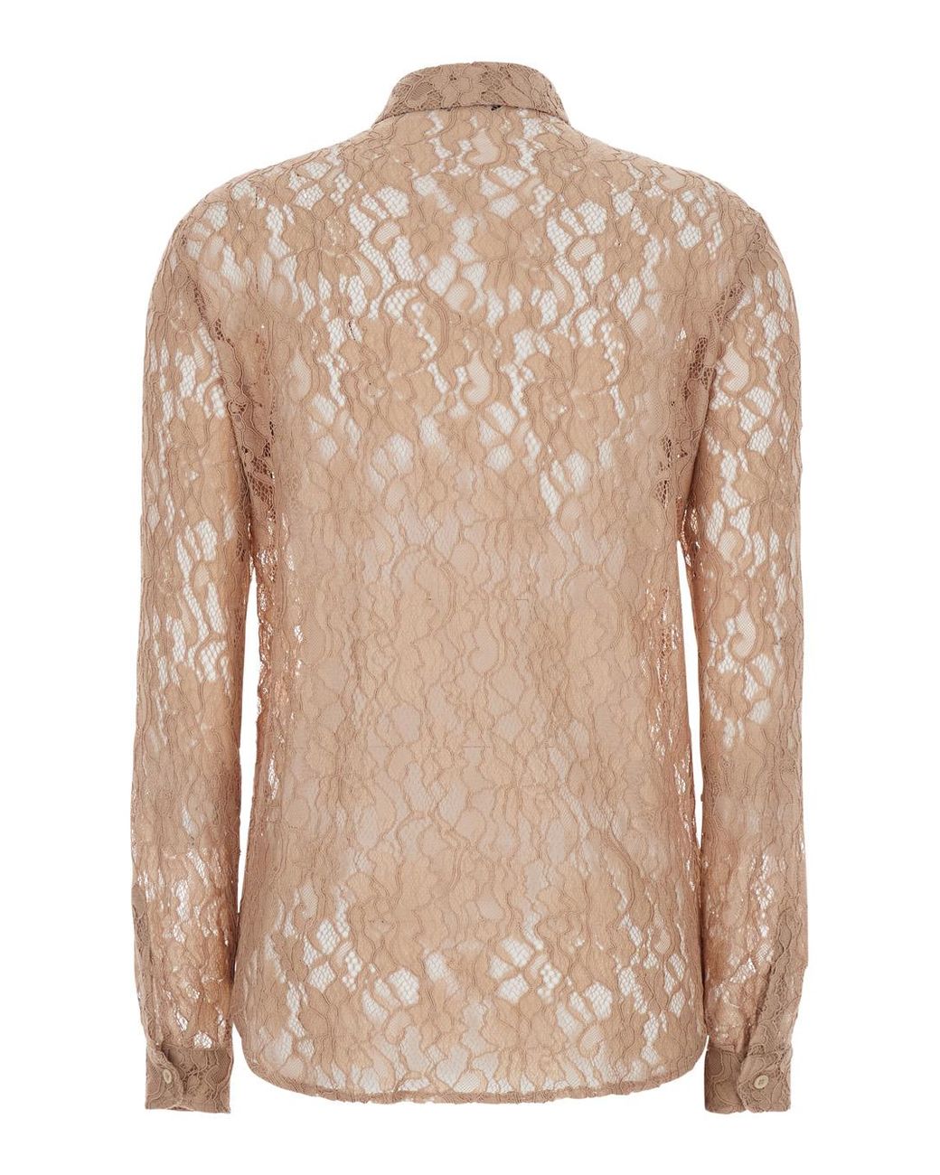 Le Plain Natural Shirt With Lace Embroidery, Blouses