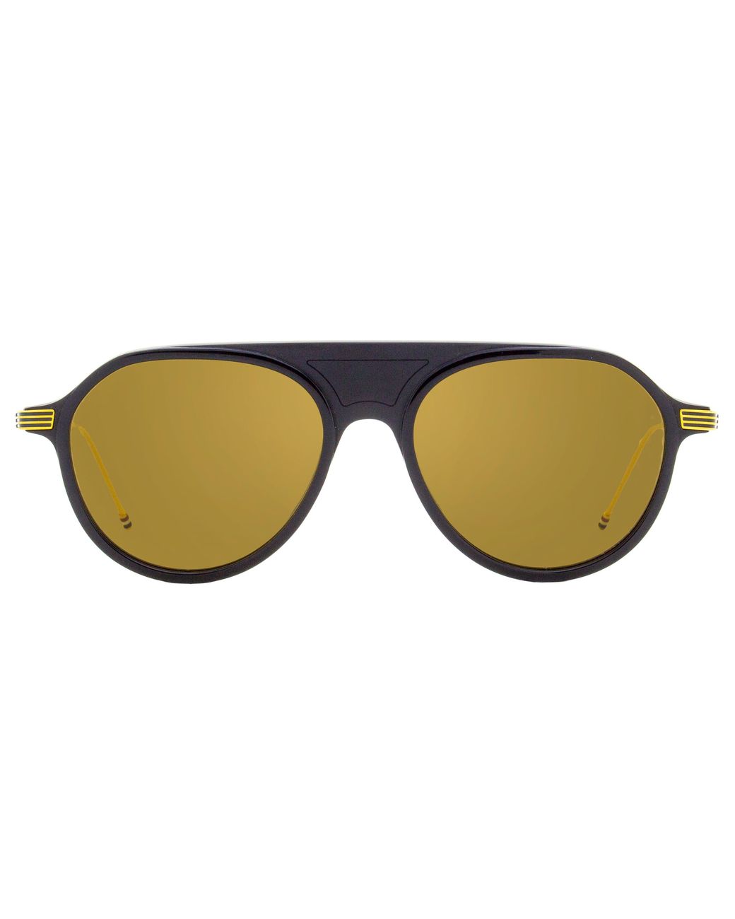 Thom Browne Black Pilot Sunglasses Tb809 Cnvygld- 55Mm Plastic (Acetate)/Metal