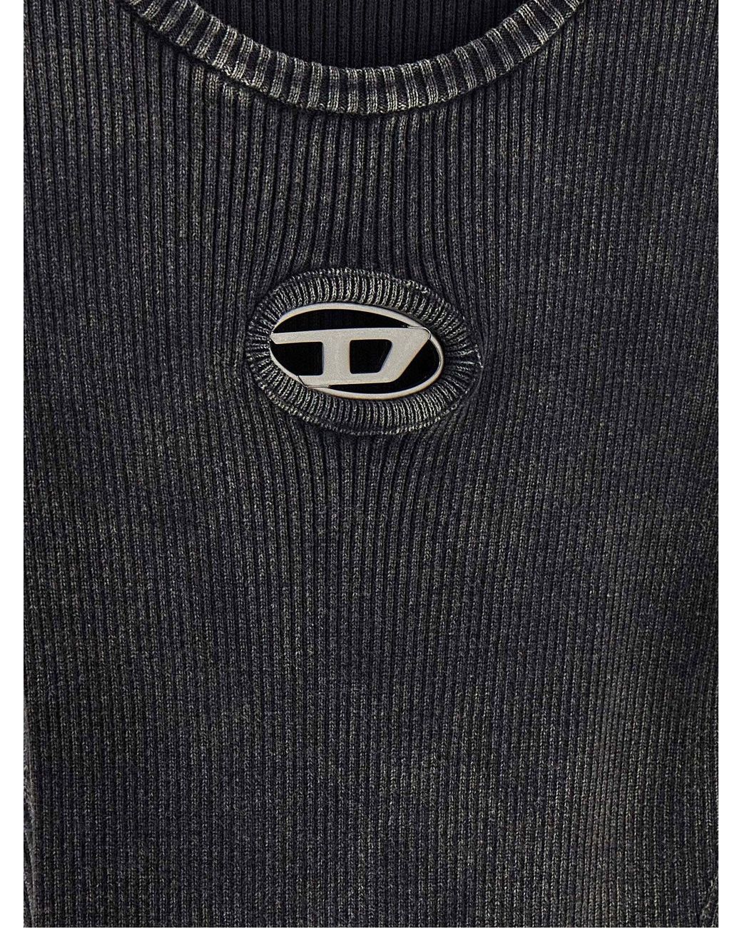 DIESEL Black Ribbed Cotton Mini Dress