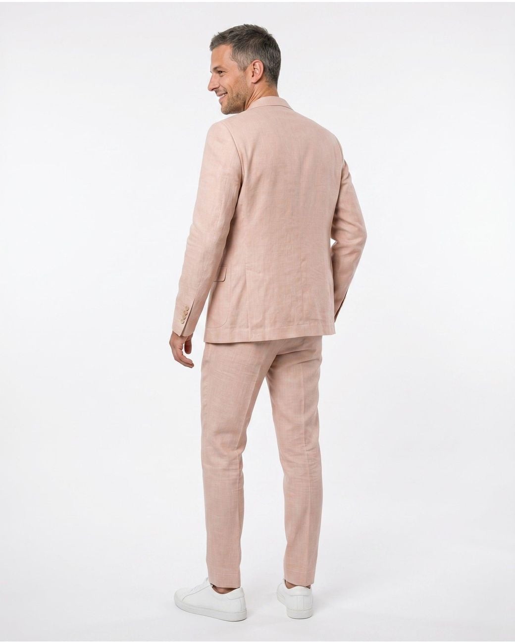 Brunello Cucinelli Pink Light Wool Linen Suit for men
