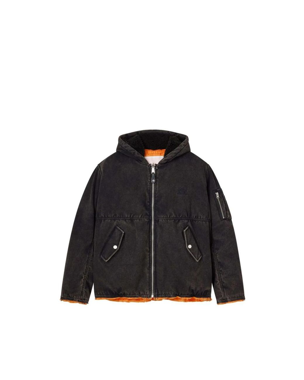 Purple Brand Black Hooded Cotton Jacket for men