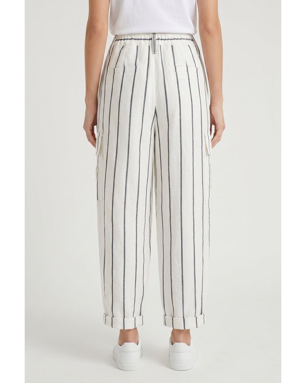 Brunello Cucinelli Multicolor Striped Linen Trousers