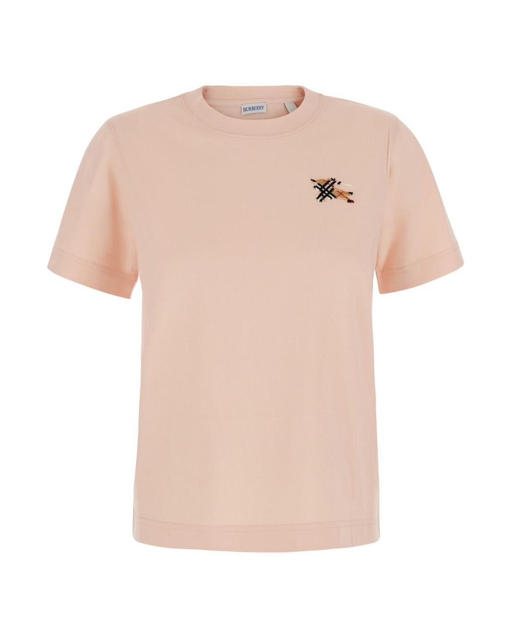 Burberry Pink T-Shirt Embroidered Ekd Logo Cotton T-Shirts & Jerseys