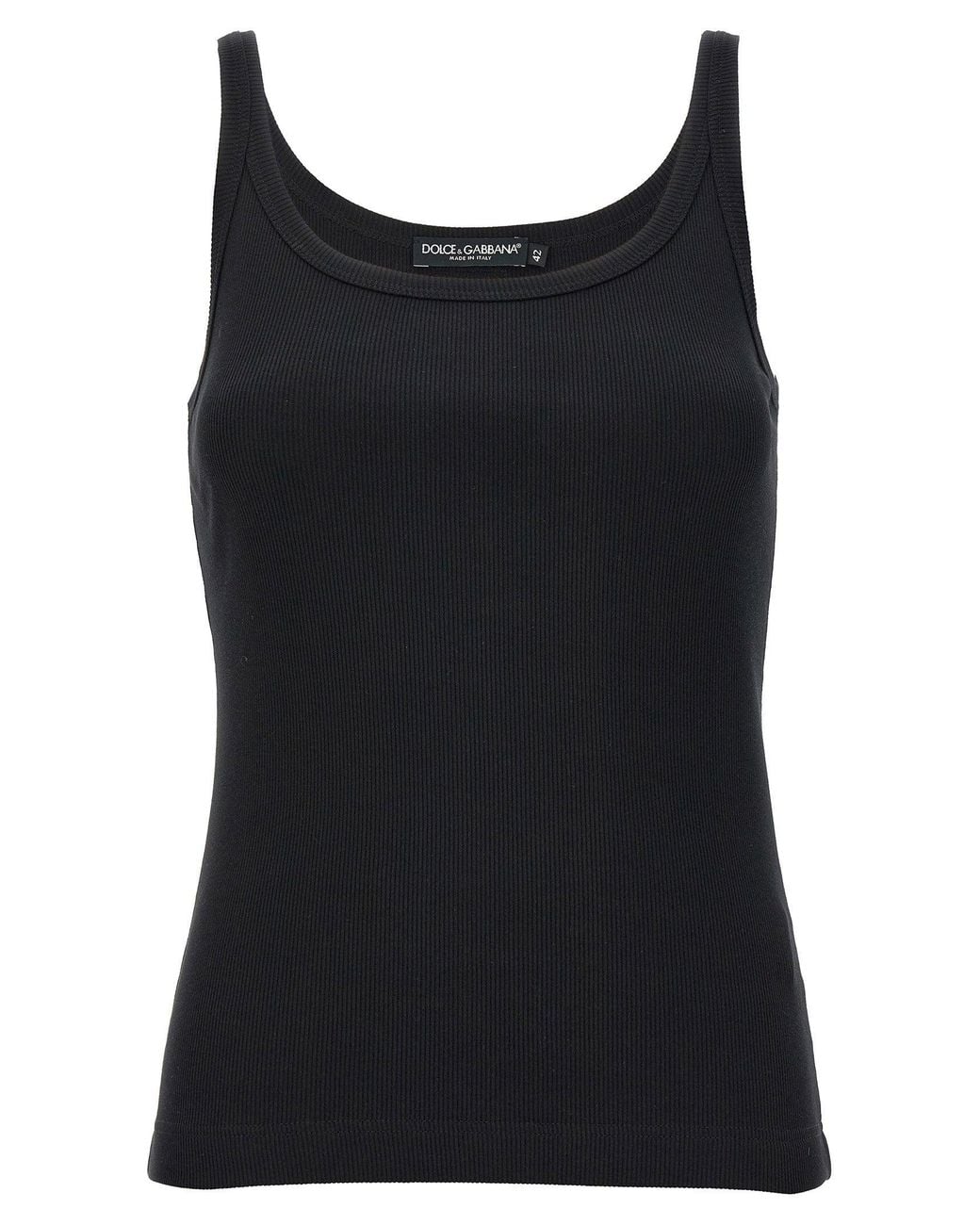 Dolce & Gabbana Black Dolce & Gabbana Ribbed Cotton Tank Top