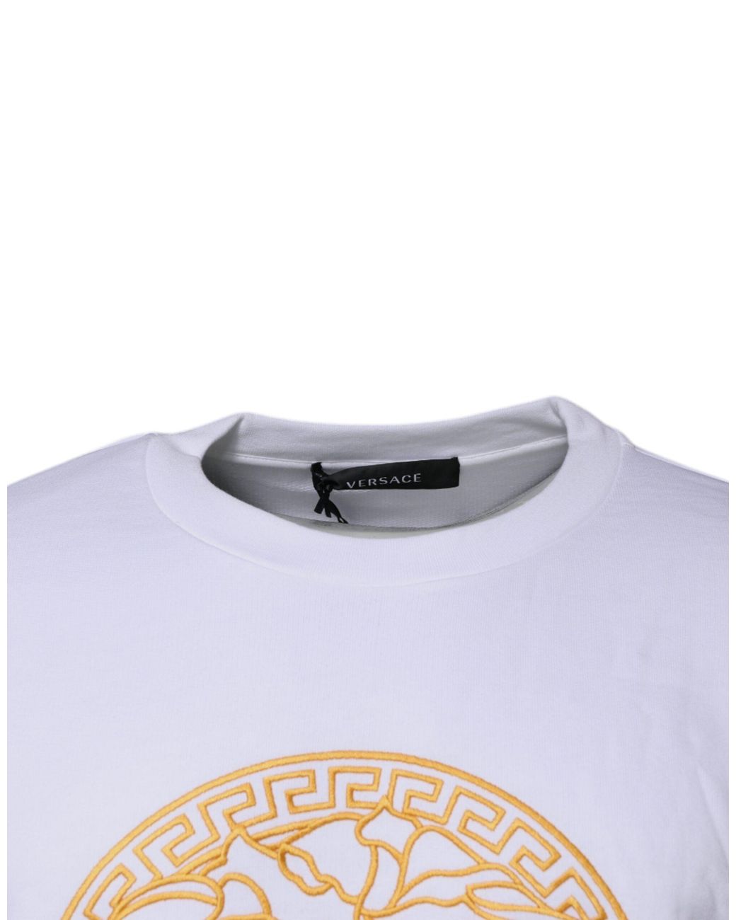 Versace White Medusa Embroidery Crew Neck Pullover Sweater for men