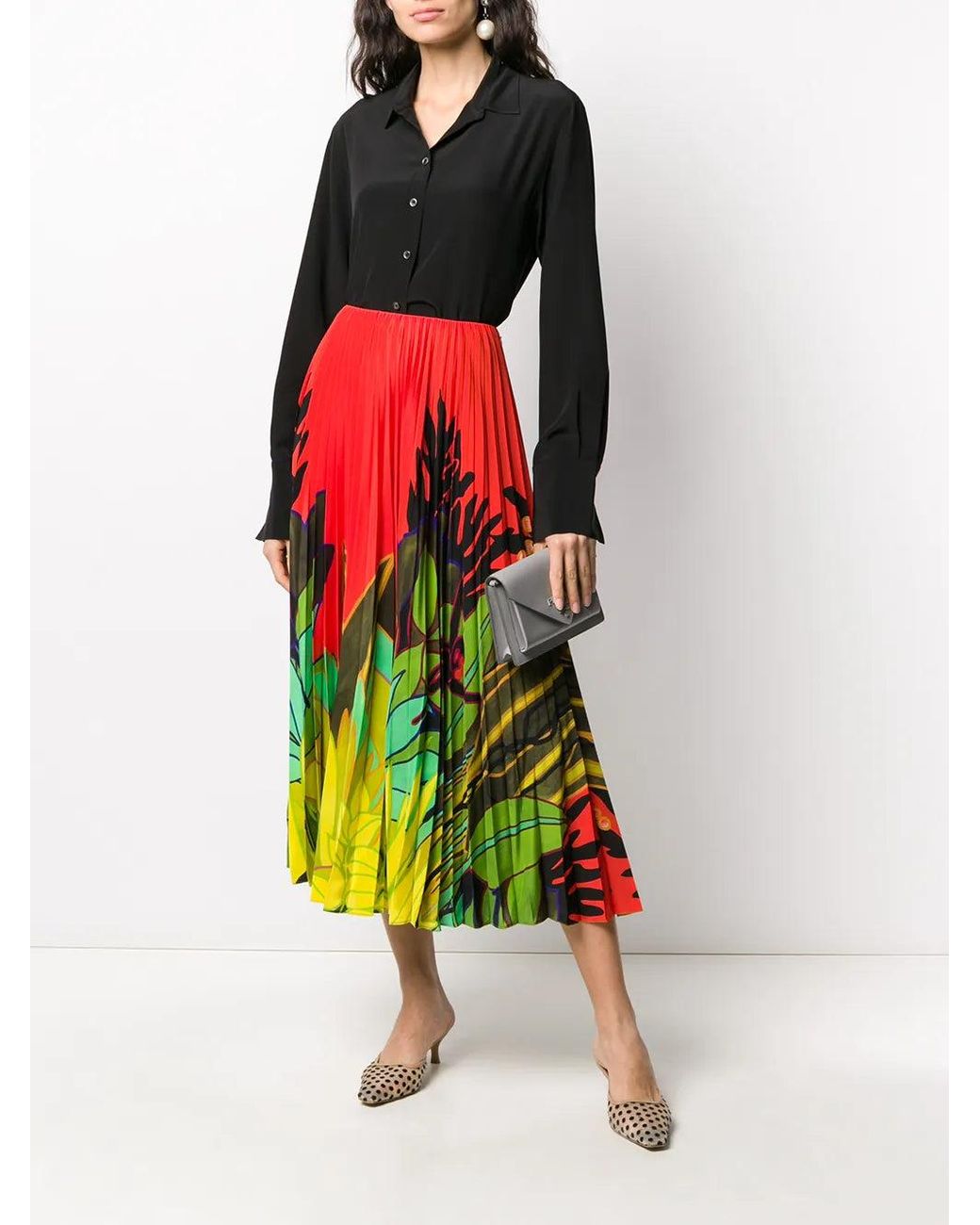 Valentino Mirrored Monkeys Forest Pleated Skirt