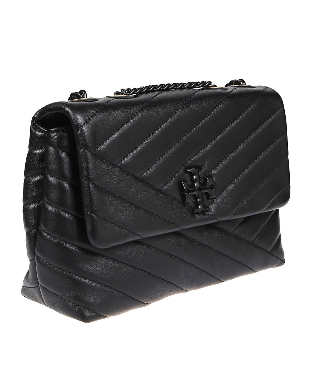 Kira Chevron Small Convertible Shoulder Bag Black - ShopperBoard