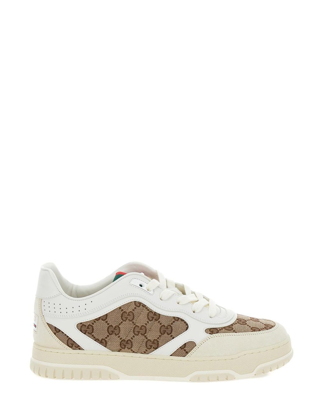 Gucci White Low Sneakers Re-Web Leather Calf Trainers for men