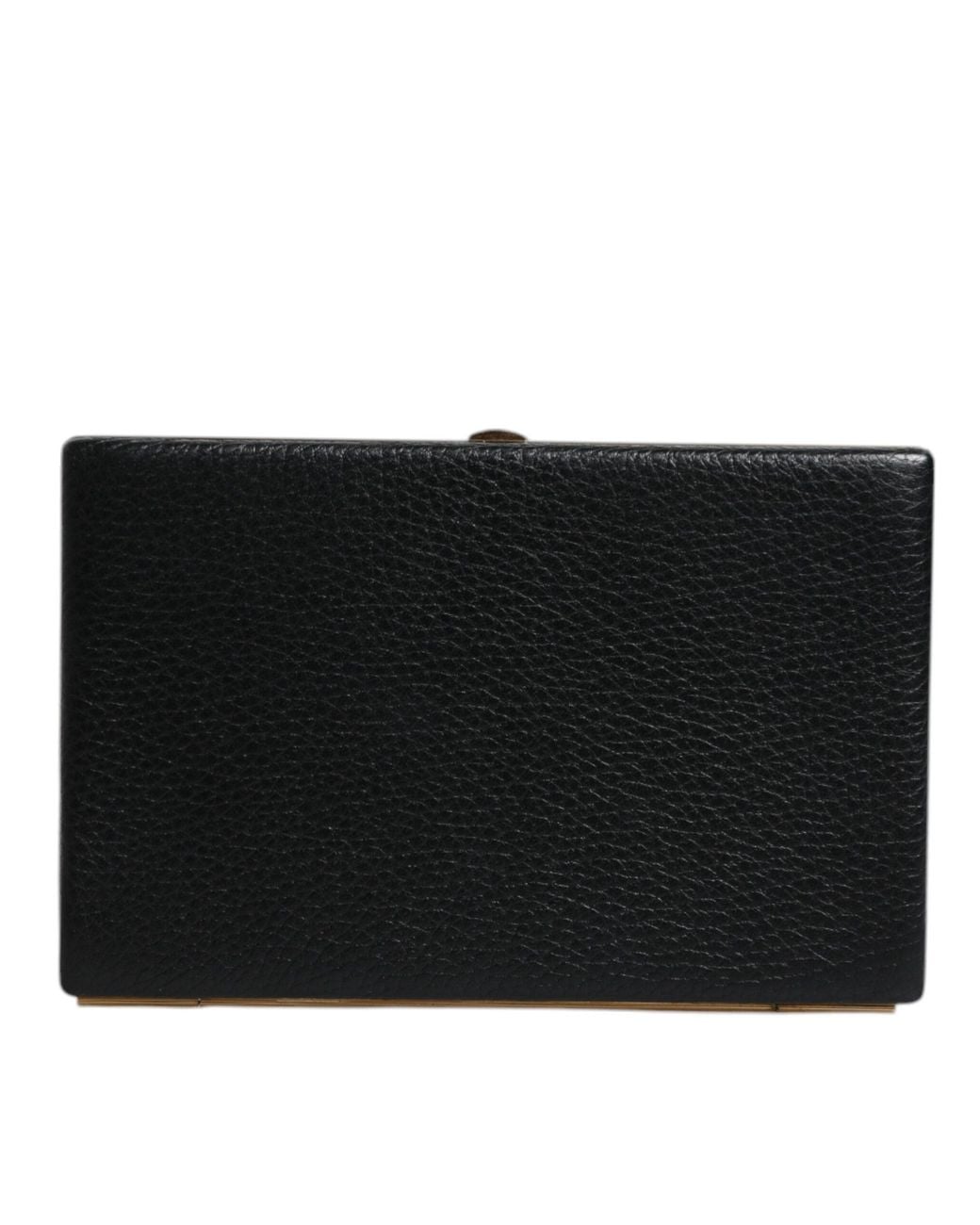 Dolce & Gabbana Black Leather Gold Frame Clutch Evening Party Purse Bag