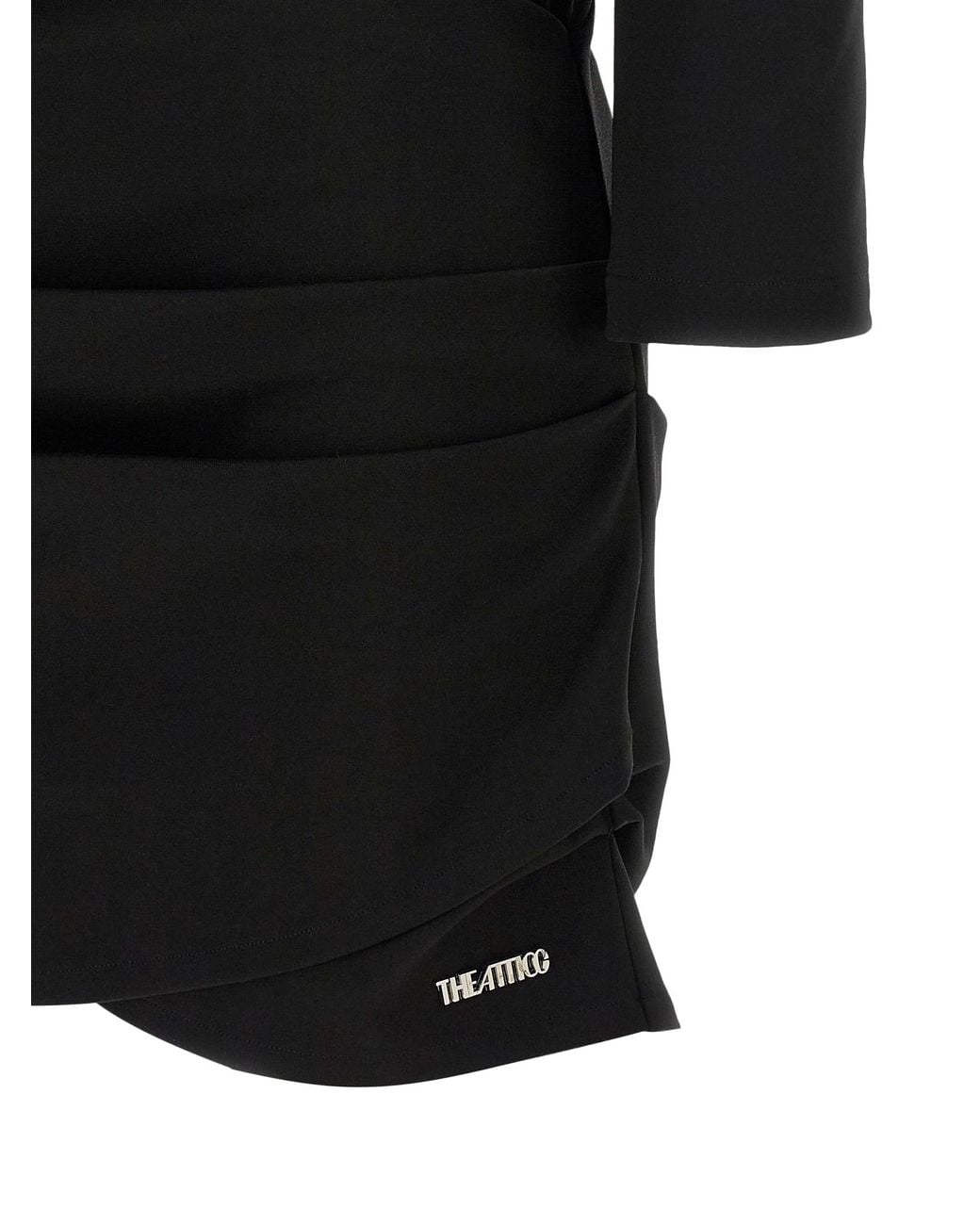 The Attico Black The Attico Viscose Mini With Asymmetrical Drapes Dress