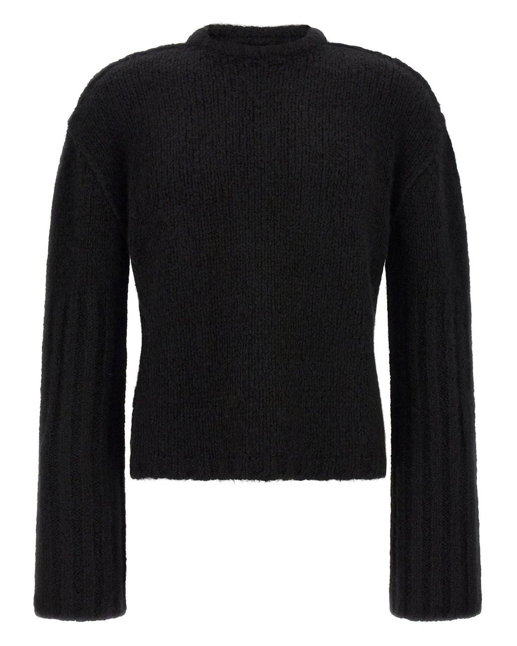 Rick Owens Black Cashmere-Silk Blend With Megarib Sleeves Sweater