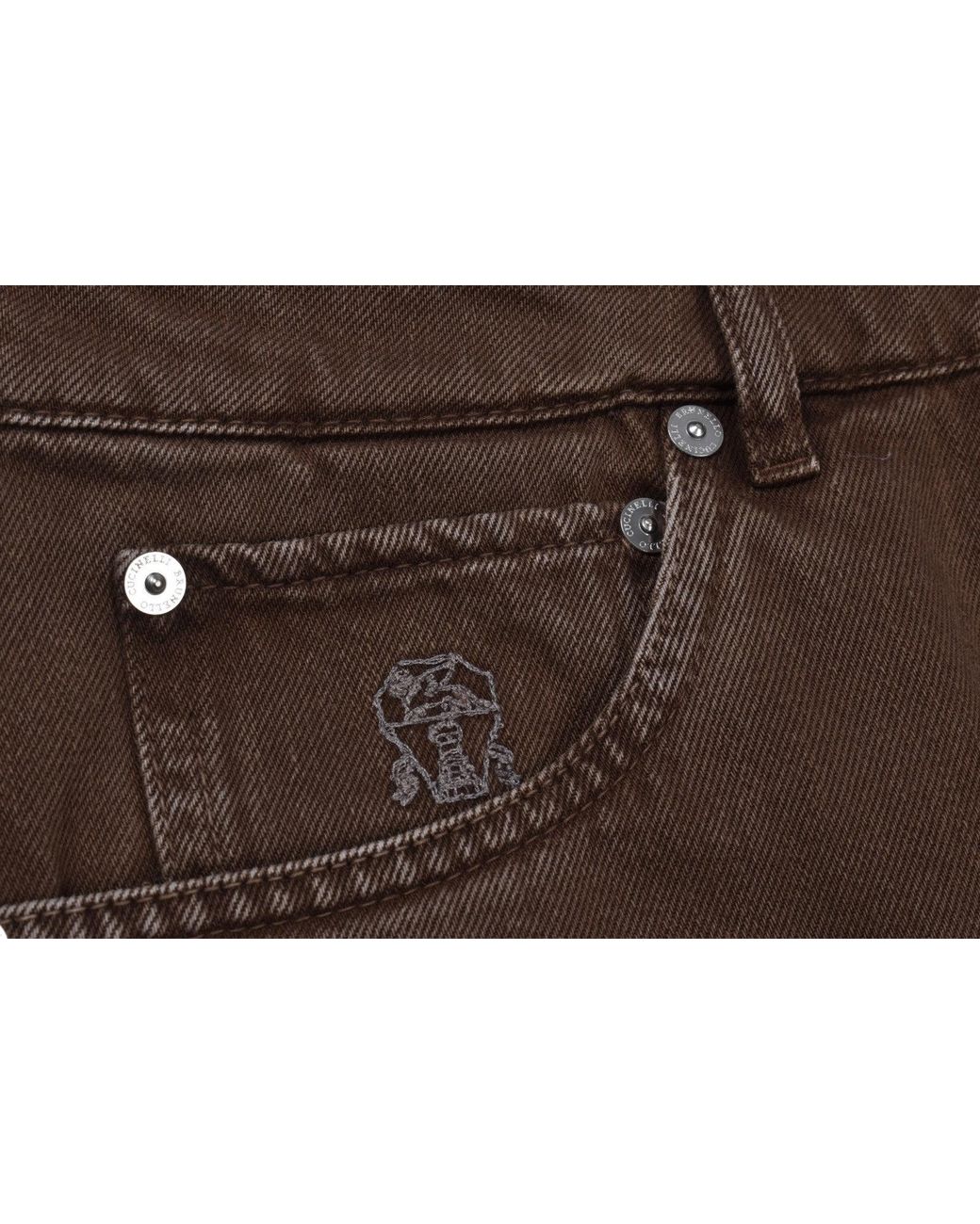 Brunello Cucinelli Brown 'S5 Pocket Leisure Fit Denim Trousers for men