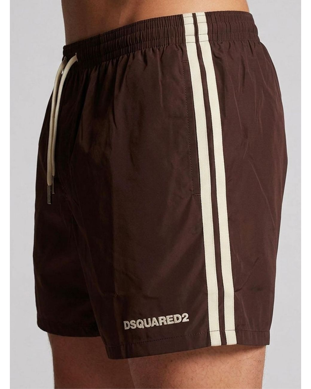 DSquared² Brown Logo Boxer Midi Swim Shorts Clothing Beachwear for men
