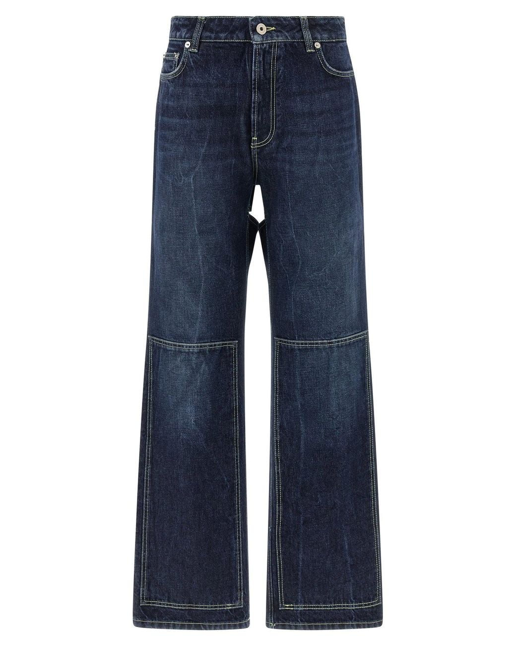 Jean Paul Gaultier Cut-Out Stone-Washed Denim Jeans in Blue | Lyst