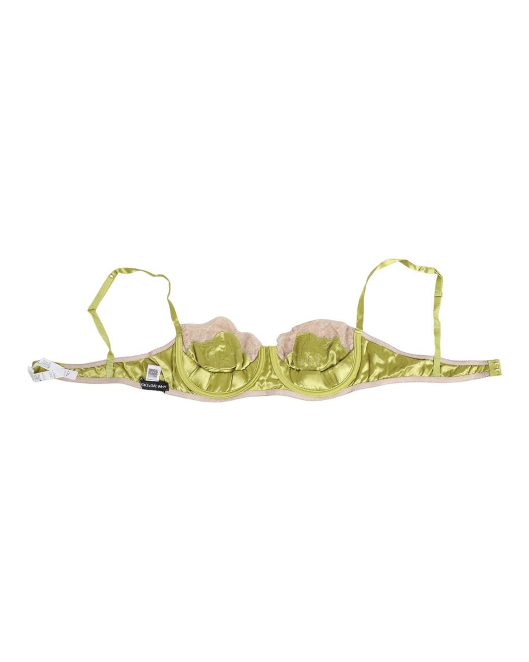Dolce & Gabbana Green Dolce & Gabbana Silk Satin Lace Padded Balconnet Bra
