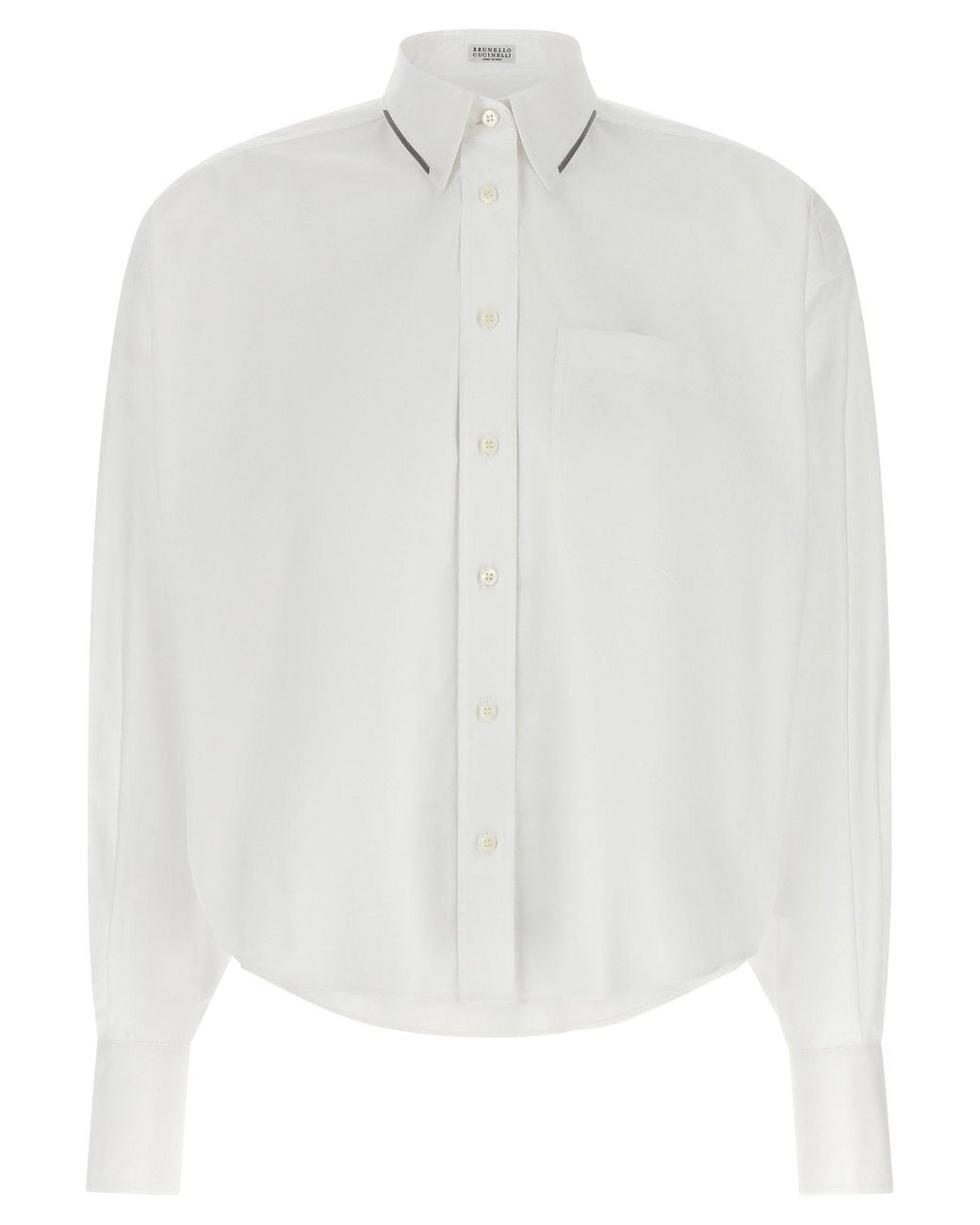 Brunello Cucinelli White Monile Trim Shirt