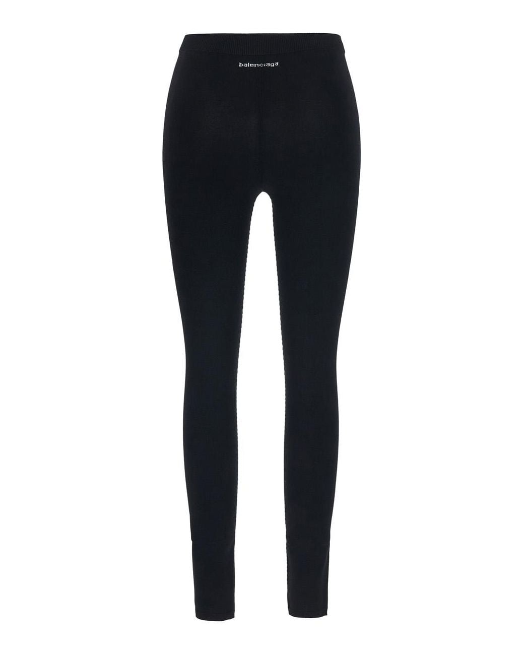 Balenciaga Black Leggings With Logo Lettering Viscose Trousers