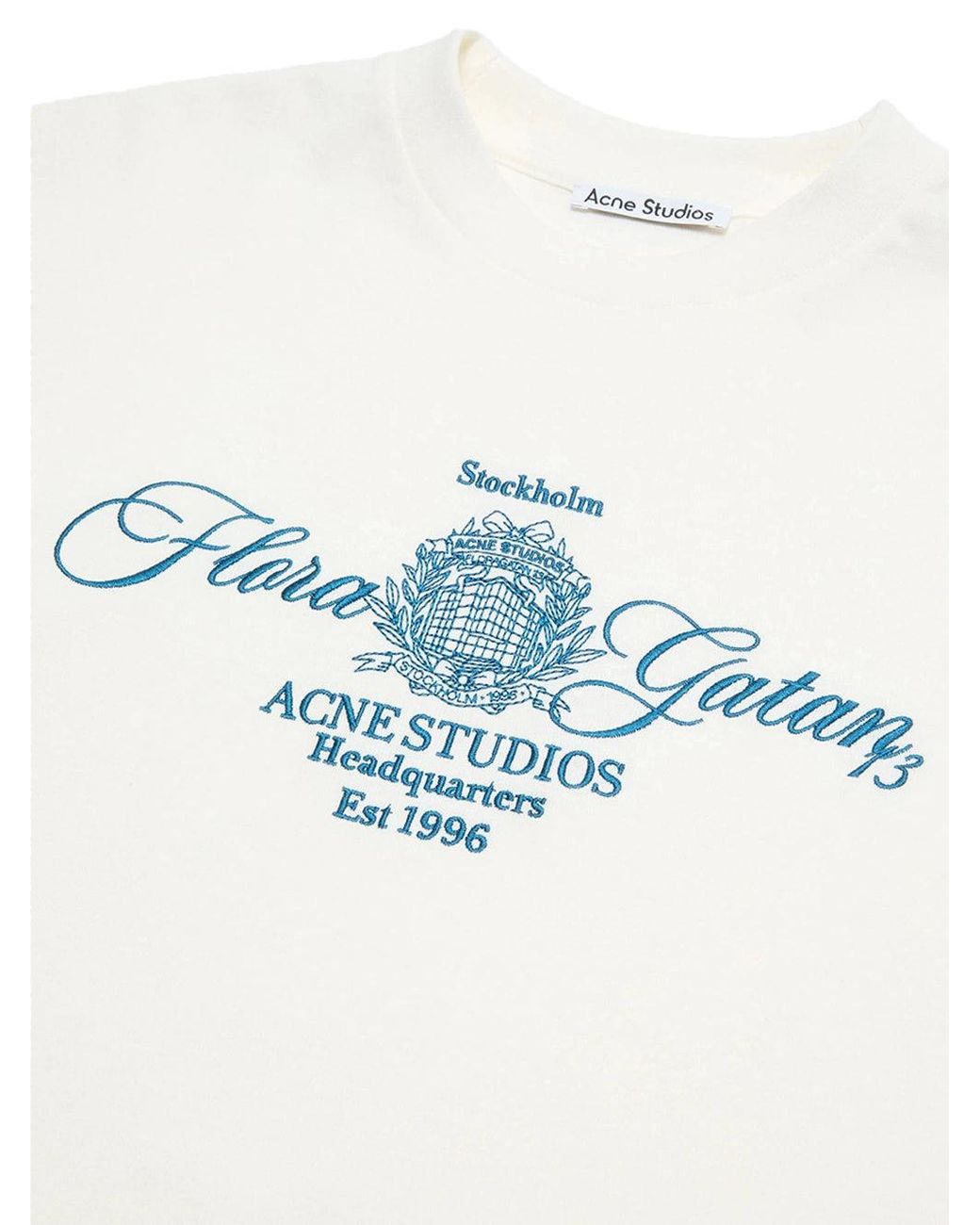 Acne White Embroidered T-Shirt Off