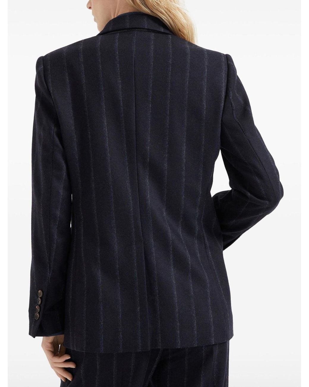 Brunello Cucinelli Blue Dark Wool Double Breasted Jacket