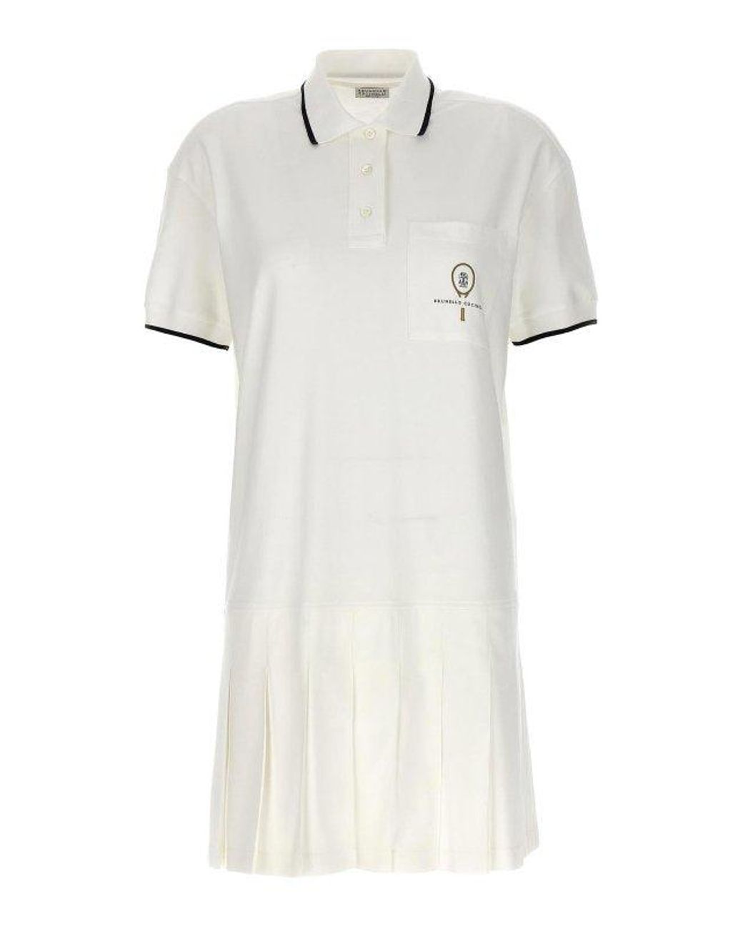 Brunello Cucinelli White Cotton Polo Dress