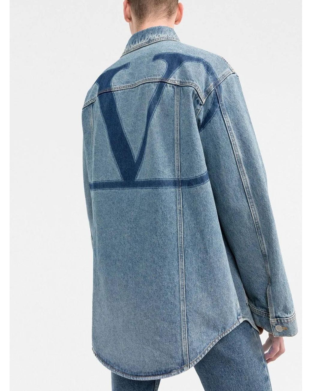 Valentino Blue Vlogo Signature Denim Shirt for men