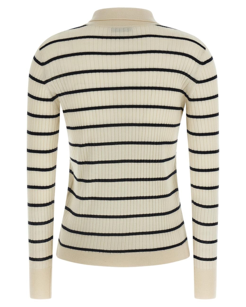 Max Mara Gray Max Mara Striped Cashmere-Silk Polo