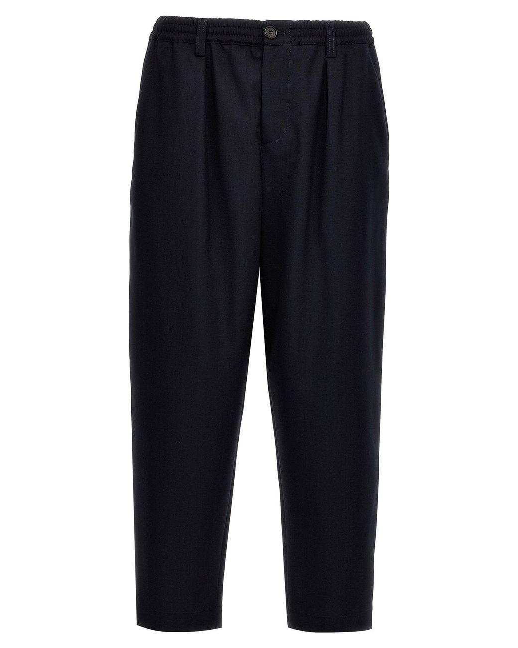 Marni Blue Tropical Wool Cropped Trousers
