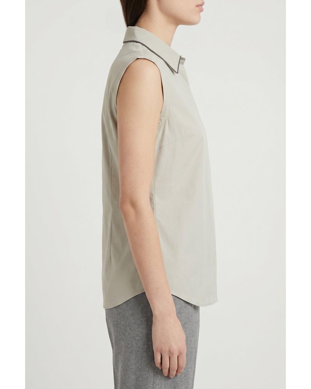 Brunello Cucinelli White Light Sleeveless Shirt
