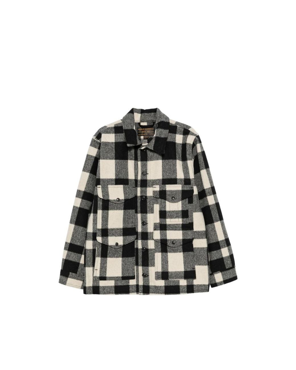 Filson Black Check-Pattern Button-Up Jacket for men