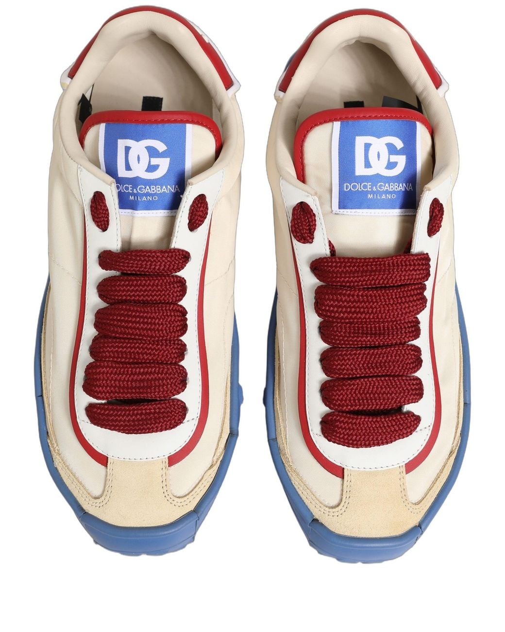 Dolce & Gabbana Blue Old Runner Lace Up Sneakers Shoes Elastane Nylon Acrylic Calf for men