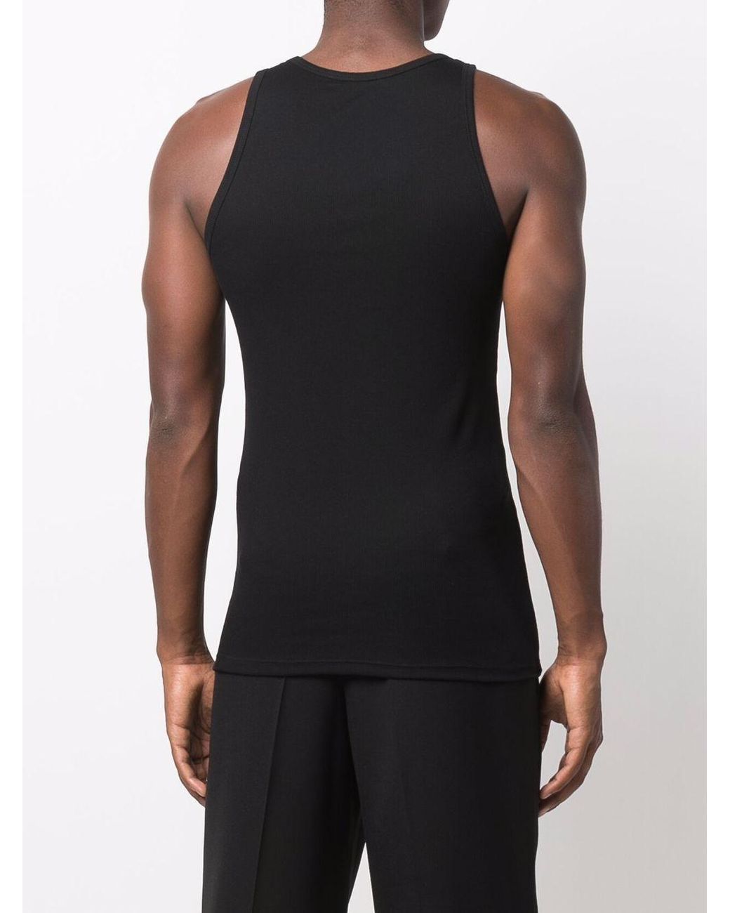 Tom Ford Black Top Sleeveless Ribbed Cotton Tops for men