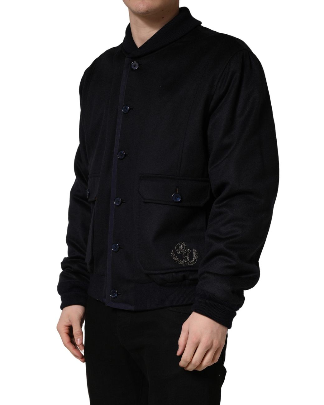 Dolce & Gabbana Black Cashmere Knitted Button Down Jacket for men